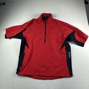 Sunice Hurricane GTX Golf Jacket Mens Medium Red 1/2 Zip Wind Rain Overshirt